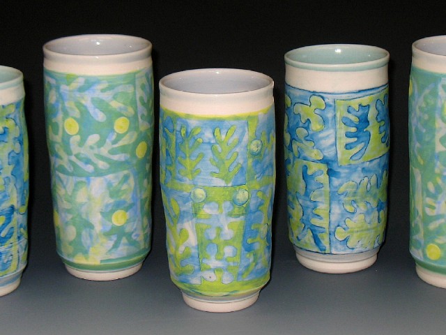 Soft Green Decorated Cups